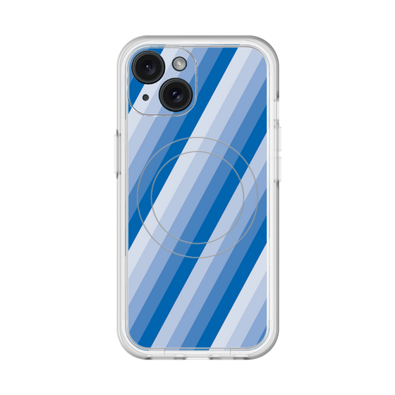 スリムプロテクションプレミアムケース with MagSafe［ Middle Stripe - Blue ］