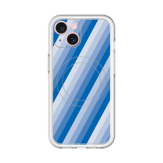 スリムプロテクションプレミアムケース with MagSafe［ Middle Stripe - Blue ］