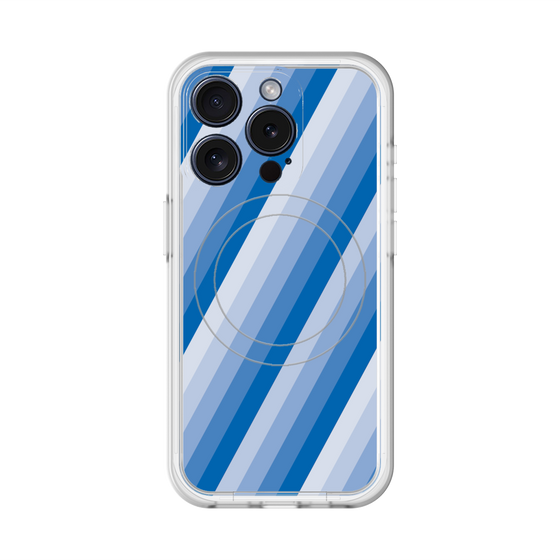 スリムプロテクションプレミアムケース with MagSafe［ Middle Stripe - Blue ］