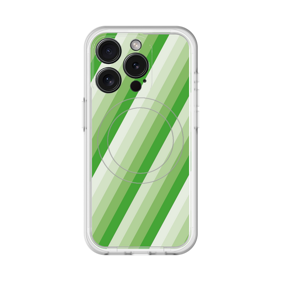 スリムプロテクションプレミアムケース with MagSafe［ Middle Stripe - Green ］