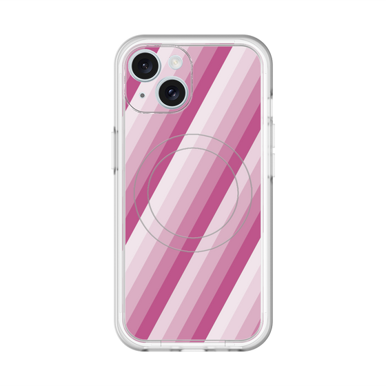 スリムプロテクションプレミアムケース with MagSafe［ Middle Stripe - Pink ］