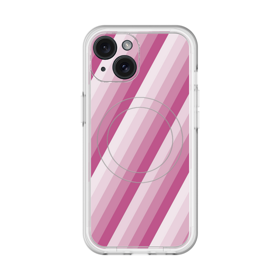 スリムプロテクションプレミアムケース with MagSafe［ Middle Stripe - Pink ］