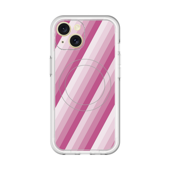 スリムプロテクションプレミアムケース with MagSafe［ Middle Stripe - Pink ］