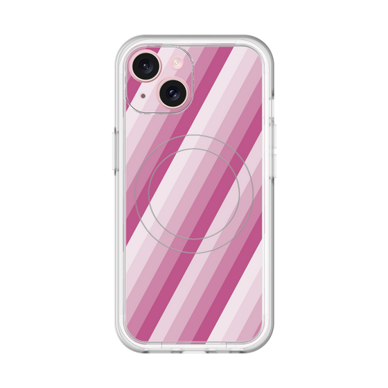 スリムプロテクションプレミアムケース with MagSafe［ Middle Stripe - Pink ］