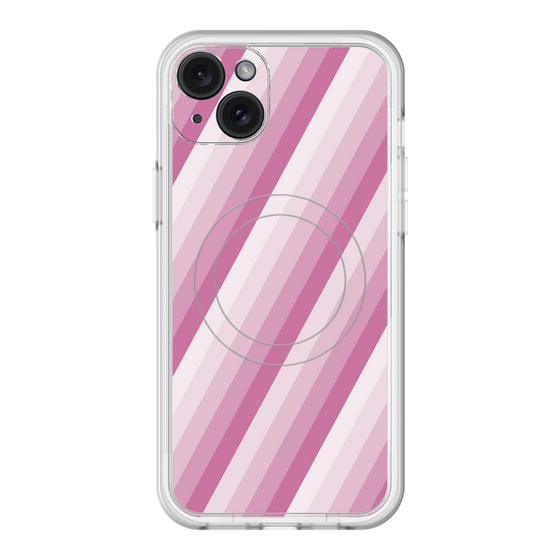 スリムプロテクションプレミアムケース with MagSafe［ Middle Stripe - Pink ］