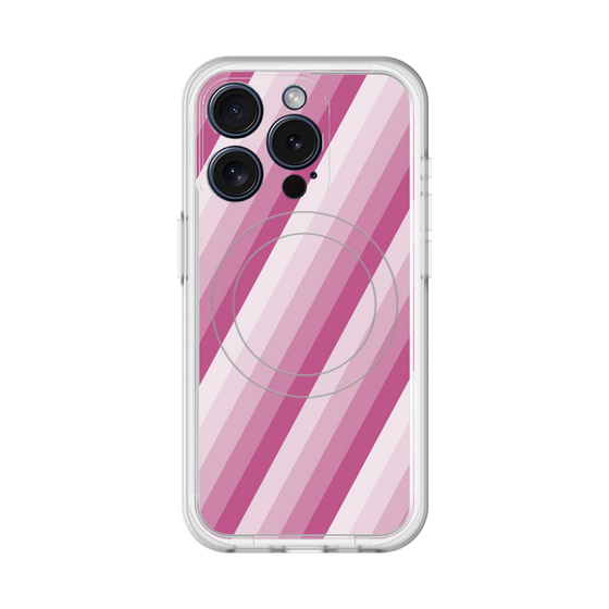 スリムプロテクションプレミアムケース with MagSafe［ Middle Stripe - Pink ］