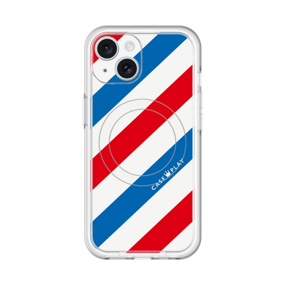 スリムプロテクションプレミアムケース with MagSafe［ Big Stripe - Red × Blue ］