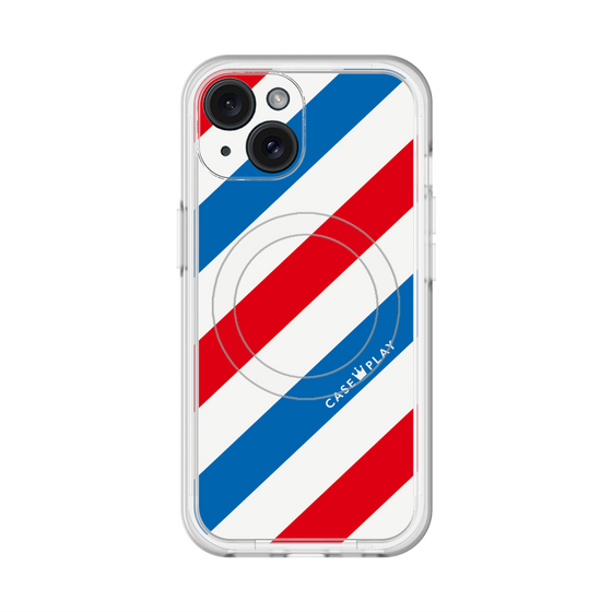 スリムプロテクションプレミアムケース with MagSafe［ Big Stripe - Red × Blue ］