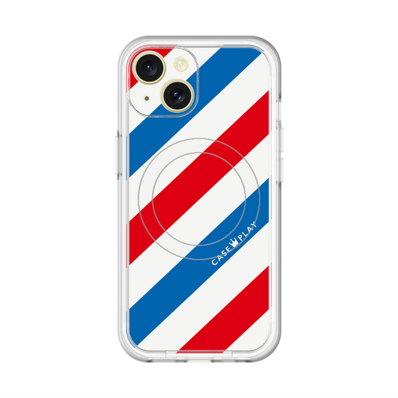 スリムプロテクションプレミアムケース with MagSafe［ Big Stripe - Red × Blue ］