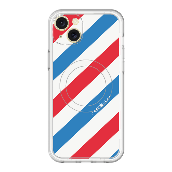 スリムプロテクションプレミアムケース with MagSafe［ Big Stripe - Red × Blue ］