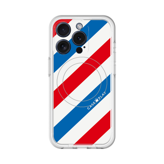 スリムプロテクションプレミアムケース with MagSafe［ Big Stripe - Red × Blue ］