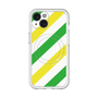 スリムプロテクションプレミアムケース with MagSafe［ Big Stripe - Green × Yellow ］