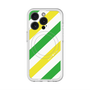 スリムプロテクションプレミアムケース with MagSafe［ Big Stripe - Green × Yellow ］