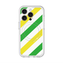 スリムプロテクションプレミアムケース with MagSafe［ Big Stripe - Green × Yellow ］