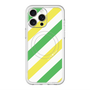 スリムプロテクションプレミアムケース with MagSafe［ Big Stripe - Green × Yellow ］