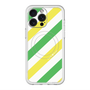 スリムプロテクションプレミアムケース with MagSafe［ Big Stripe - Green × Yellow ］