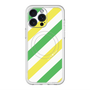 スリムプロテクションプレミアムケース with MagSafe［ Big Stripe - Green × Yellow ］