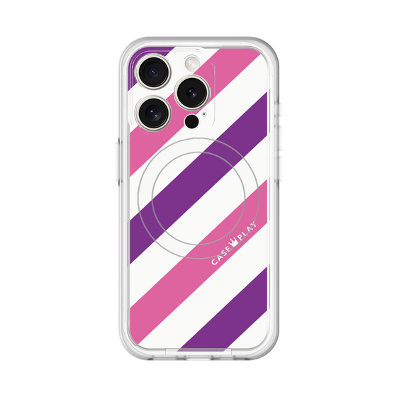 スリムプロテクションプレミアムケース with MagSafe［ Big Stripe - Purple × Pink ］