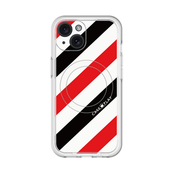 スリムプロテクションプレミアムケース with MagSafe［ Big Stripe - Red × Black ］