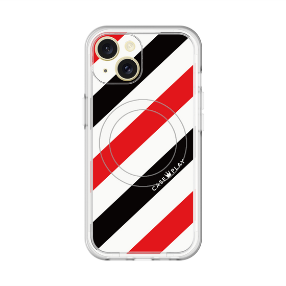 スリムプロテクションプレミアムケース with MagSafe［ Big Stripe - Red × Black ］