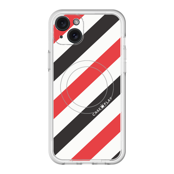 スリムプロテクションプレミアムケース with MagSafe［ Big Stripe - Red × Black ］