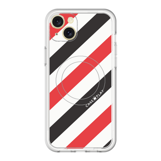 スリムプロテクションプレミアムケース with MagSafe［ Big Stripe - Red × Black ］