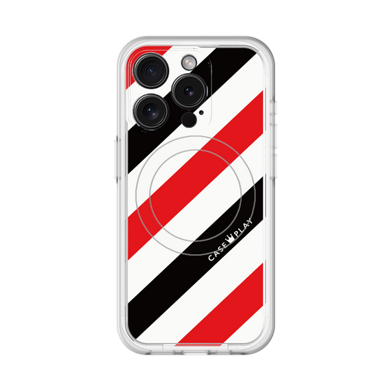 スリムプロテクションプレミアムケース with MagSafe［ Big Stripe - Red × Black ］