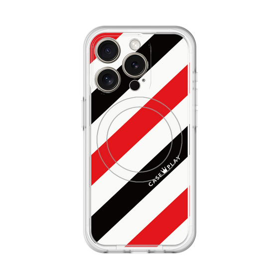 スリムプロテクションプレミアムケース with MagSafe［ Big Stripe - Red × Black ］