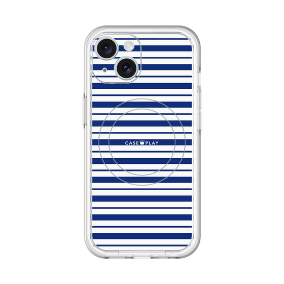 スリムプロテクションプレミアムケース with MagSafe［ Small Border - Navy ］