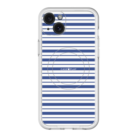 スリムプロテクションプレミアムケース with MagSafe［ Small Border - Navy ］