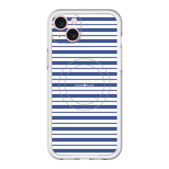 スリムプロテクションプレミアムケース with MagSafe［ Small Border - Navy ］