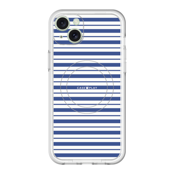 スリムプロテクションプレミアムケース with MagSafe［ Small Border - Navy ］