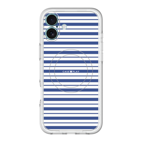 スリムプロテクションプレミアムケース with MagSafe［ Small Border - Navy ］