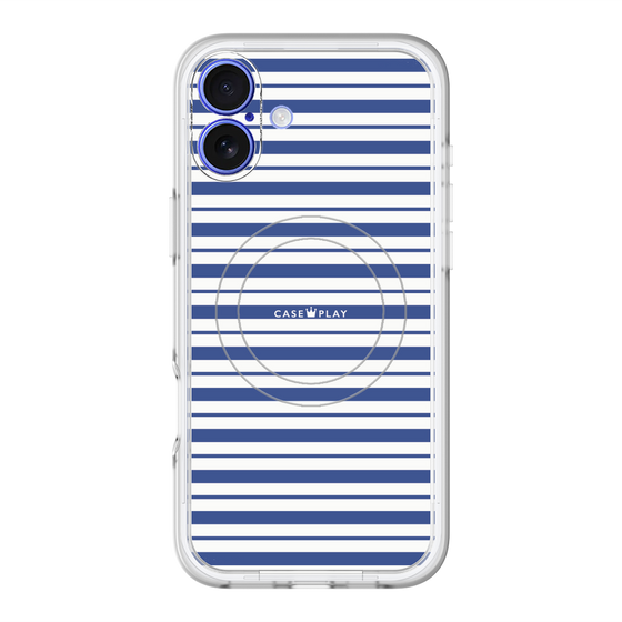 スリムプロテクションプレミアムケース with MagSafe［ Small Border - Navy ］