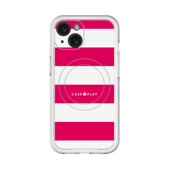 スリムプロテクションプレミアムケース with MagSafe［ Big Border - Pink ］