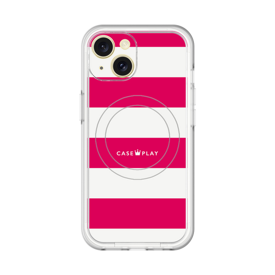 スリムプロテクションプレミアムケース with MagSafe［ Big Border - Pink ］