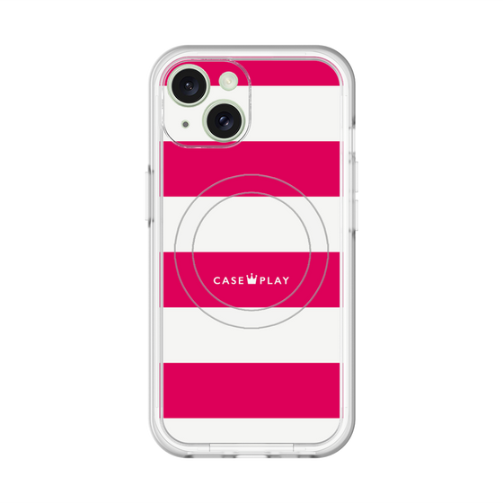 スリムプロテクションプレミアムケース with MagSafe［ Big Border - Pink ］