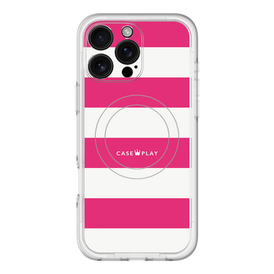 スリムプロテクションプレミアムケース with MagSafe［ Big Border - Pink ］