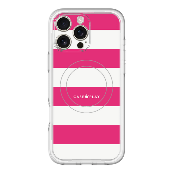 スリムプロテクションプレミアムケース with MagSafe［ Big Border - Pink ］