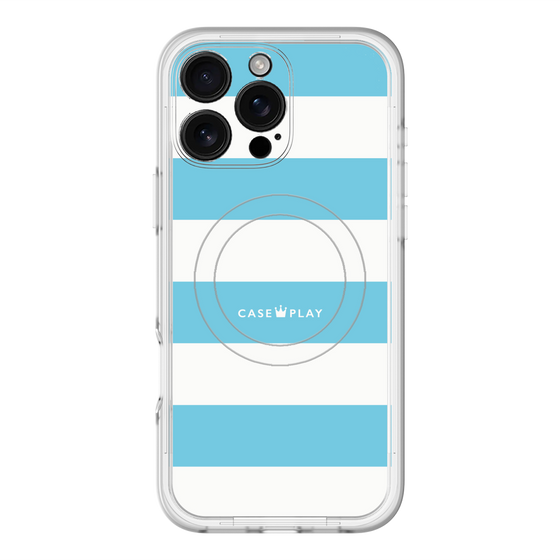スリムプロテクションプレミアムケース with MagSafe［ Big Border - Blue ］