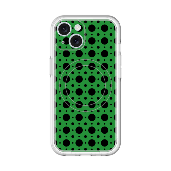 スリムプロテクションプレミアムケース with MagSafe［ Shower Dot - Green ］
