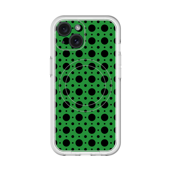 スリムプロテクションプレミアムケース with MagSafe［ Shower Dot - Green ］