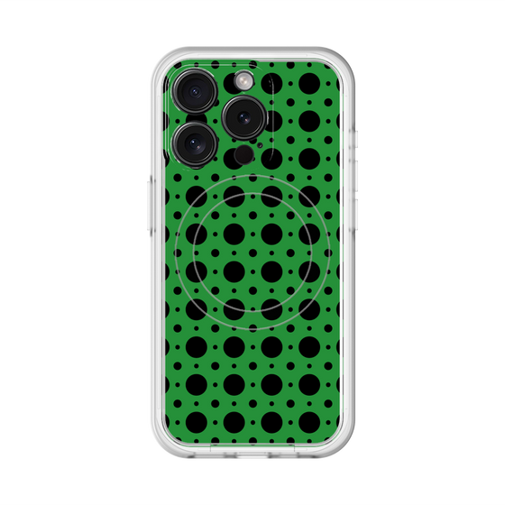 スリムプロテクションプレミアムケース with MagSafe［ Shower Dot - Green ］