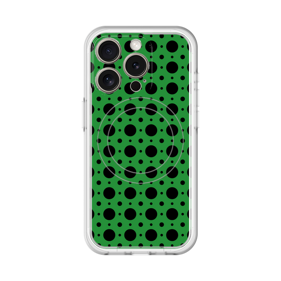 スリムプロテクションプレミアムケース with MagSafe［ Shower Dot - Green ］