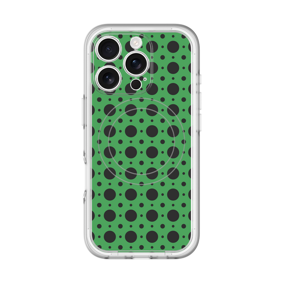 スリムプロテクションプレミアムケース with MagSafe［ Shower Dot - Green ］
