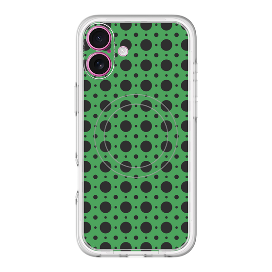 スリムプロテクションプレミアムケース with MagSafe［ Shower Dot - Green ］