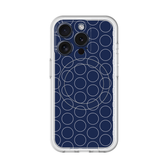 スリムプロテクションプレミアムケース with MagSafe［ Dot Circle - Navy ］