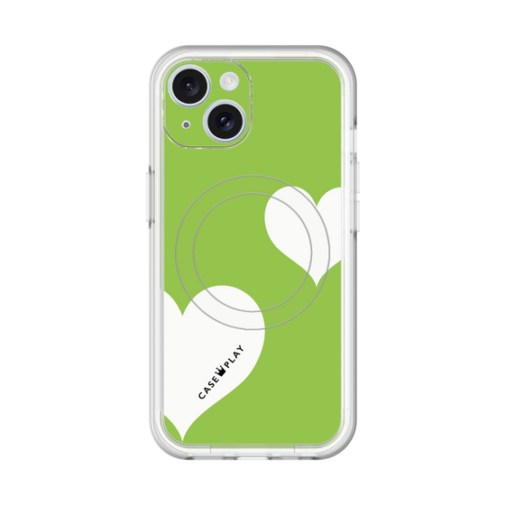 スリムプロテクションプレミアムケース with MagSafe［ Two Hearts - Green ］
