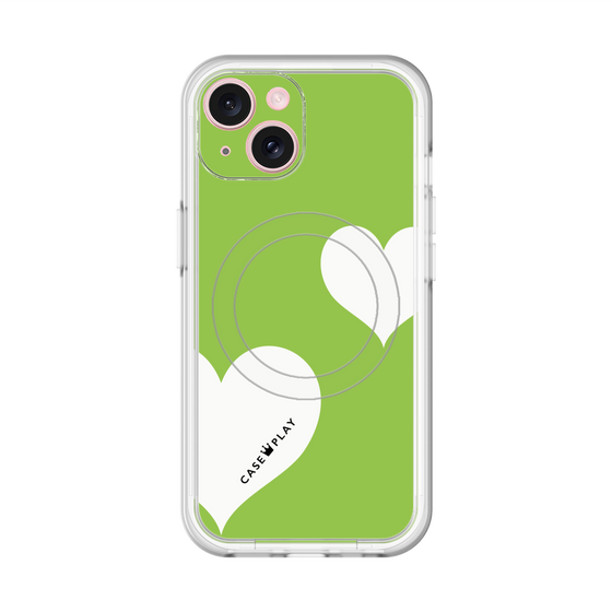 スリムプロテクションプレミアムケース with MagSafe［ Two Hearts - Green ］