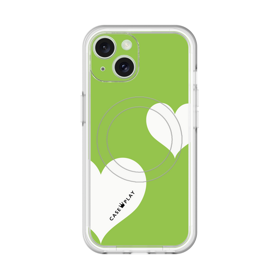 スリムプロテクションプレミアムケース with MagSafe［ Two Hearts - Green ］